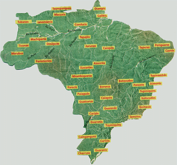 Бразильские индейцы, карта 