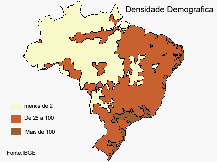 Плотность населения бразилии карта